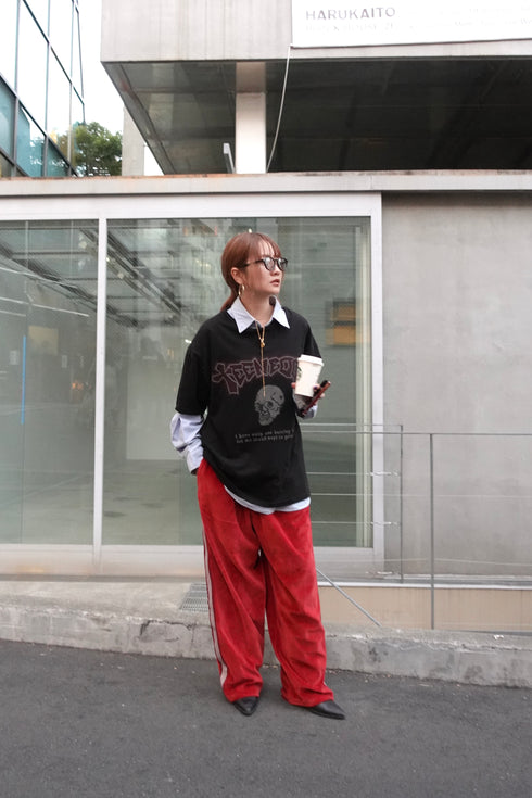 ベロアラインルーズパンツ